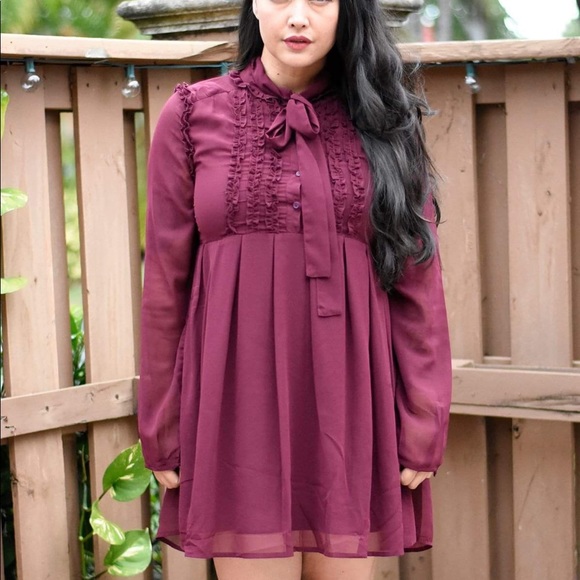 Wine Babydoll Dress - Picture 2 of 4